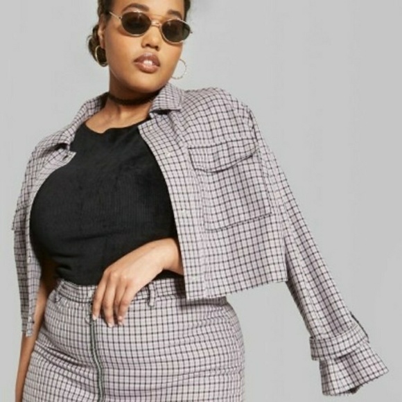 Cropped Purple Plaid Blazer | NWOT - Picture 1 of 5
